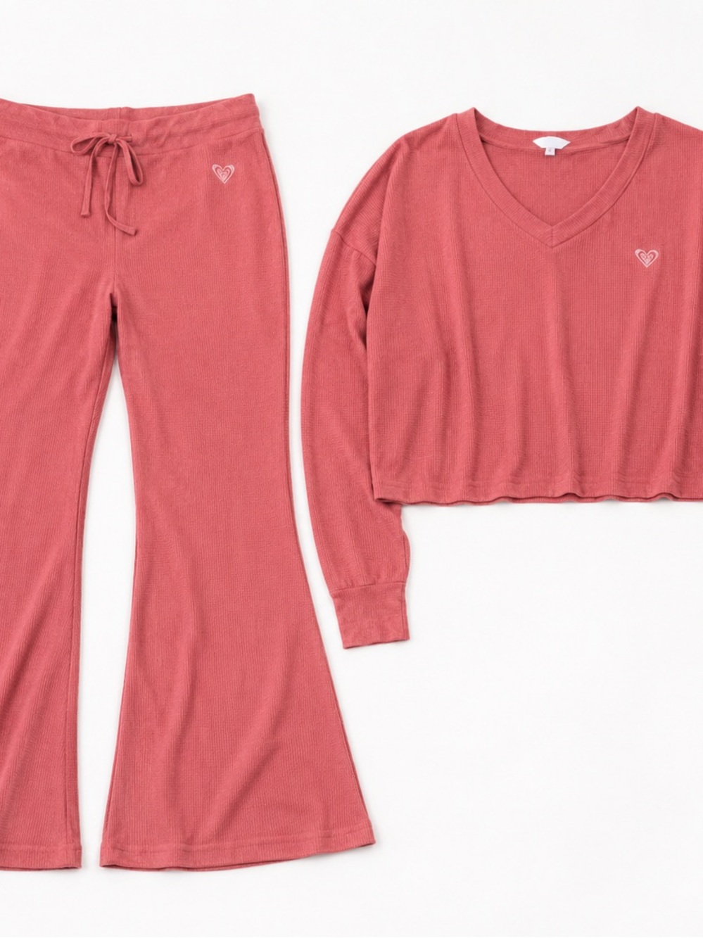 Matching Set: Roxy Dusty Rose Relax Waffle Knit Top and Pants